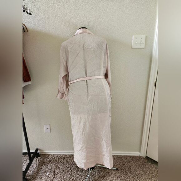 Gold Label Victoria's Secret Vintage 90s Pastel Pink Satin Paisley Long Robe S - Picture 9 of 11